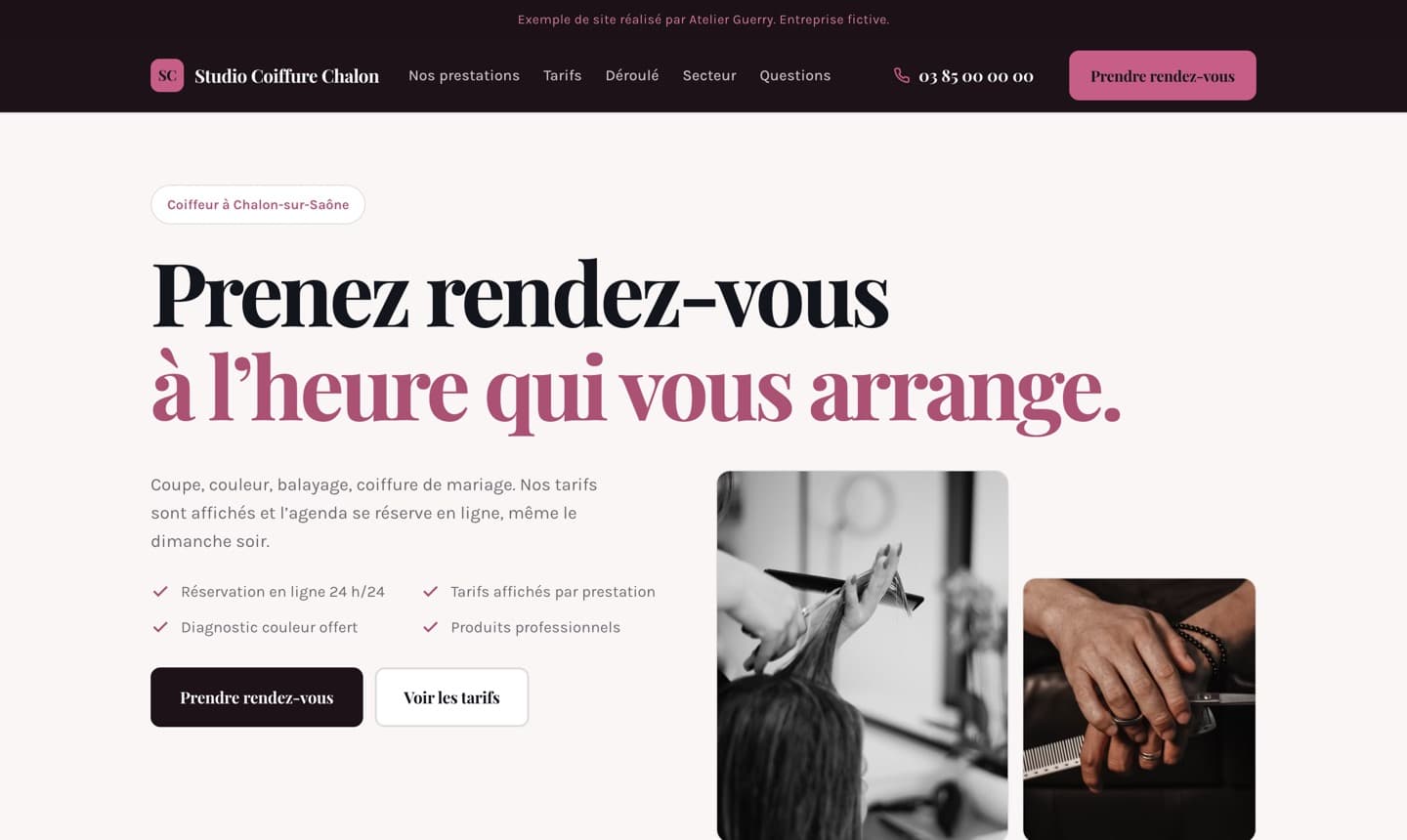Aperçu d’un site de coiffeur