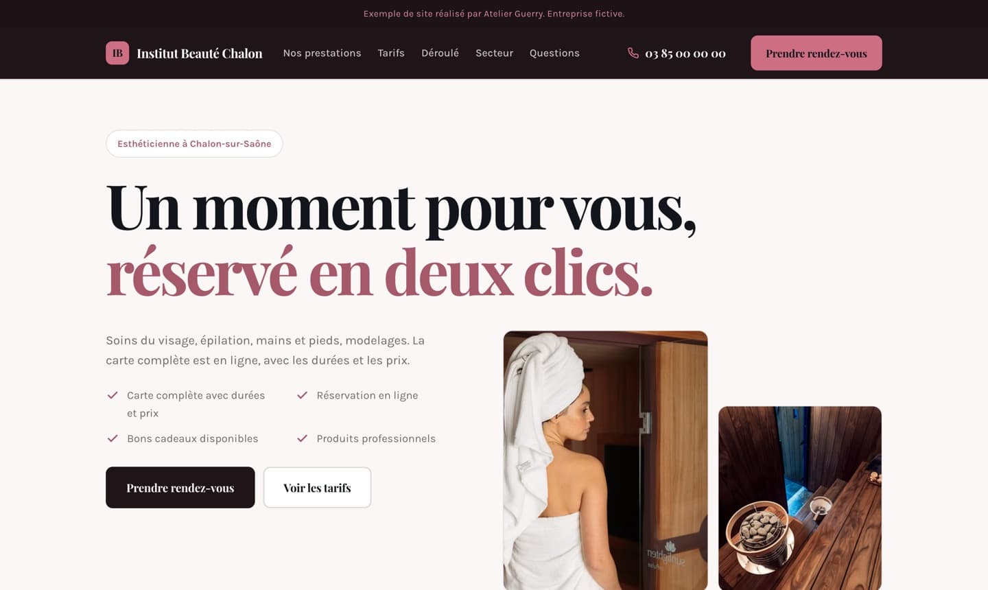 Aperçu d’un site d’esthéticienne