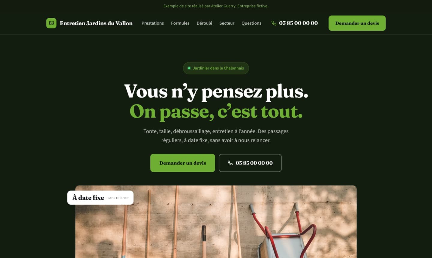 Aperçu d’un site de jardinier