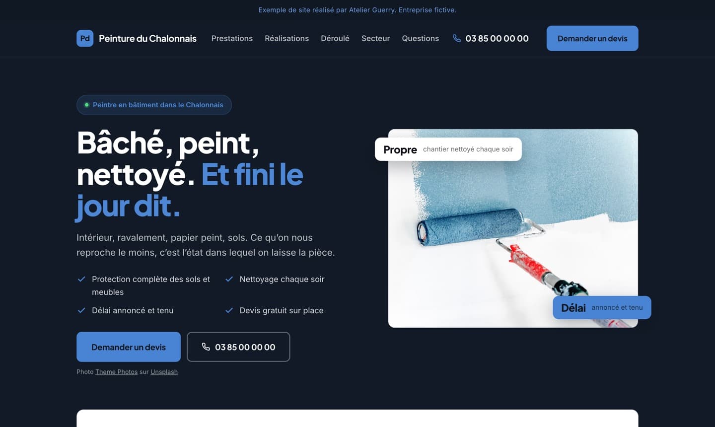 Aperçu d’un site de peintre en bâtiment