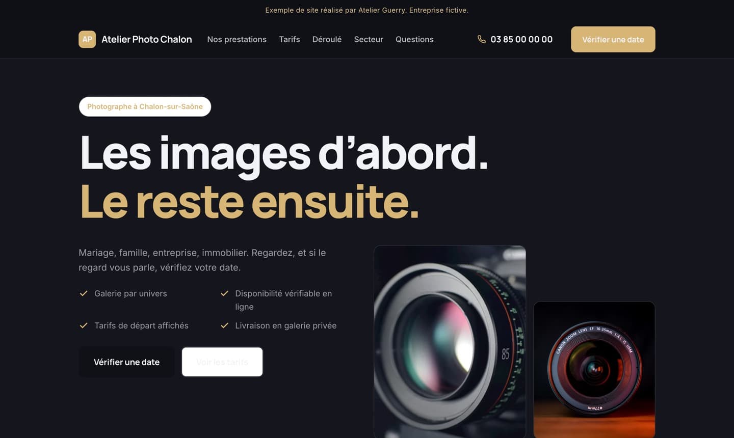 Aperçu d’un site de photographe